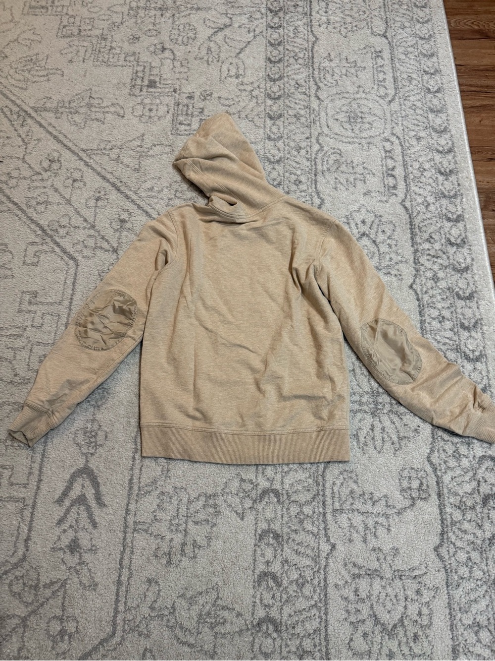 Tommy Hilfiger Men's Crewneck Sweater Hoodie in Beige with Elbow Patches